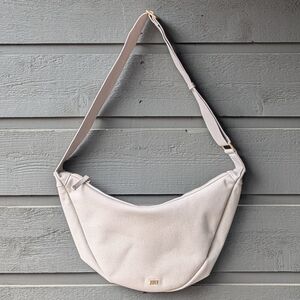 NWOT July Everyday Crescent Bag Canvas Purse Taupe Beige Crossbody Sling